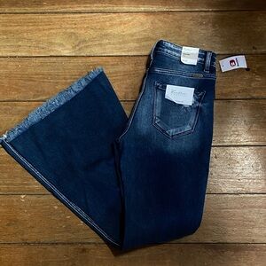 KanCan Dark Blue Distressed High Rise Flare Jeans